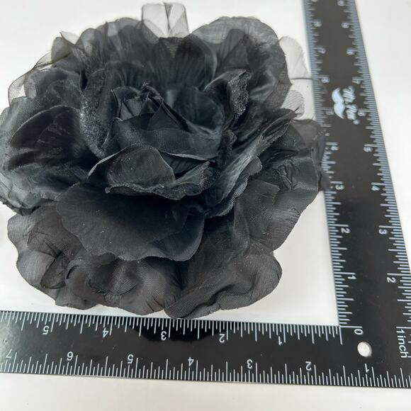 Never Used Joan Rivers Brooch Pin Flower Black Silk Fabric Large With Box Classy - Picture 1 of 8
